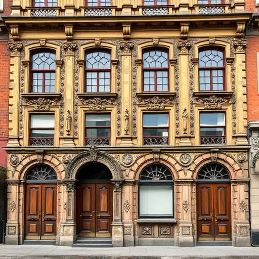Decorazione artistica di facciata di un edificio storico con stampa su pannelli resistenti agli agenti atmosferici.